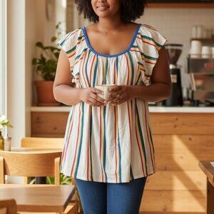 904-907 WOMENS STRIPED SHORT SLEEVE TOP BY HAPTICS